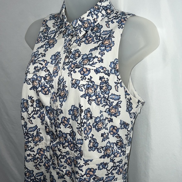 Ann Taylor Sleeveless Floral Cotton Blend Lined Dress Size 6 Blue Peach White - Picture 8 of 12